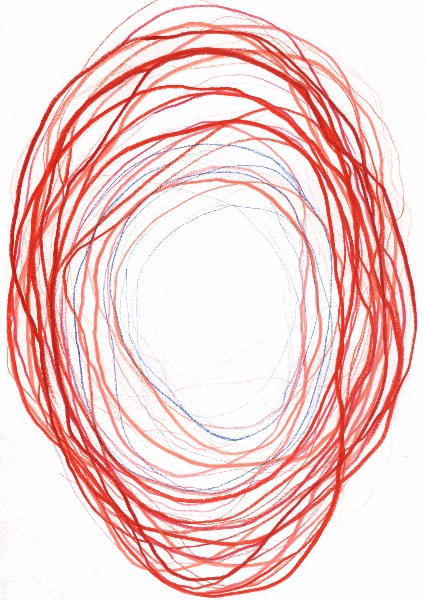 Gilgian Gelzer. Vers le rouge : Sans titre, 2017, crayon de couleur sur papier, 29,7 x 21 cm